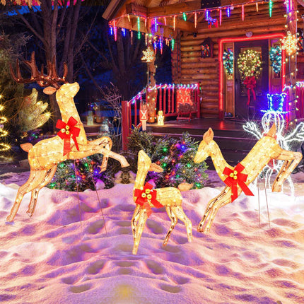 Lighted Christmas Reindeer Set, 3-Piece, 255 Warm Lights