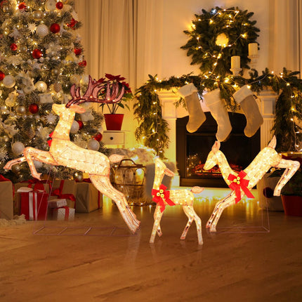 Lighted Christmas Reindeer Set, 3-Piece, 255 Warm Lights