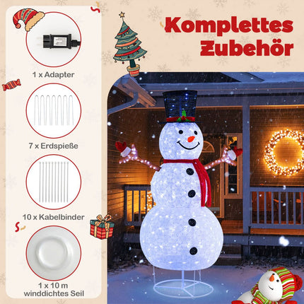 Lighted Christmas Snowman 6ft, 200 Cool White LEDs