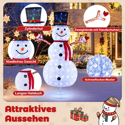 Lighted Christmas Snowman 6ft, 200 Cool White LEDs