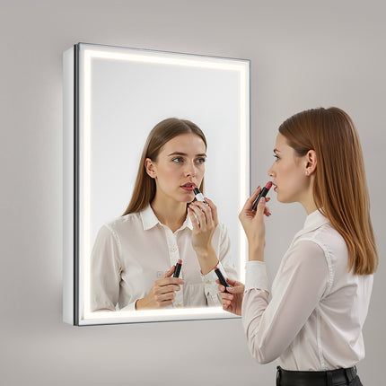 Lighted Medicine Cabinet Mirror 50x70cm, Dimmable, Defog