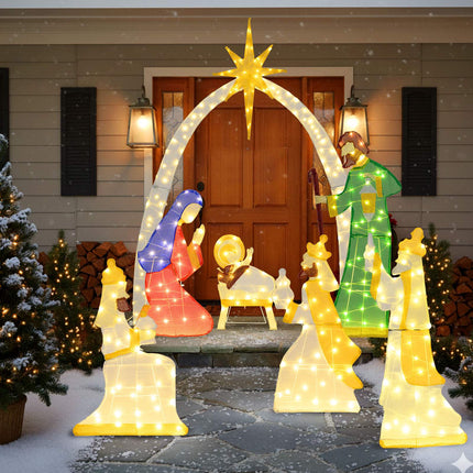 Lighted Nativity Scene Set, 7-Piece, 1.5 m, 310 LEDs