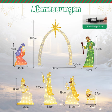 Lighted Nativity Scene Set, 7-Piece, 1.5 m, 310 LEDs
