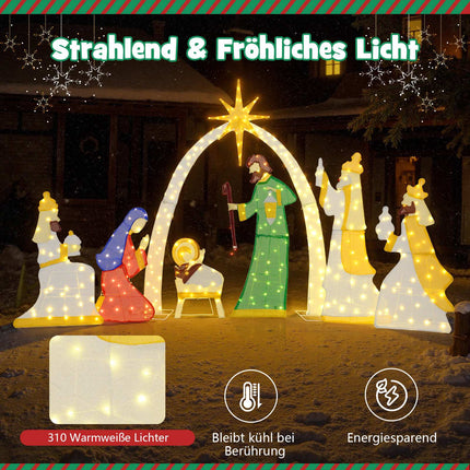 Lighted Nativity Scene Set, 7-Piece, 1.5 m, 310 LEDs