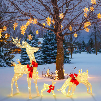 Lighted Reindeer Family Set, 3-Piece, 230 LED, Timer