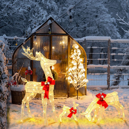 Lighted Reindeer Family Set, 3-Piece, 230 LED, Timer