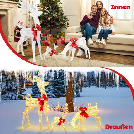 Lighted Reindeer Family Set, 3-Piece, 230 LED, Timer