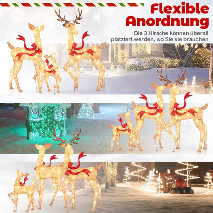 Lighted Reindeer Family Set, 3-Piece, 440 Warm White LEDs