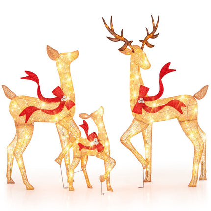 Lighted Reindeer Family Set, 3-Piece, 440 Warm White LEDs