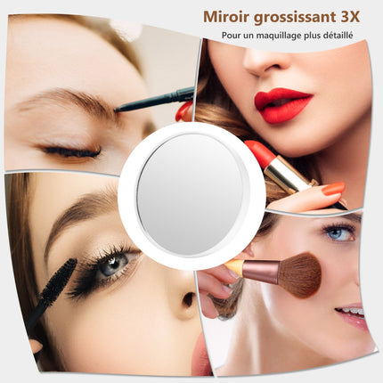 Lighted Vanity Makeup Mirror, 18 LED, Touch, 3 Modes, 3X