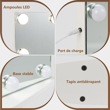 Lighted Vanity Makeup Mirror, 18 LED, Touch, 3 Modes, 3X