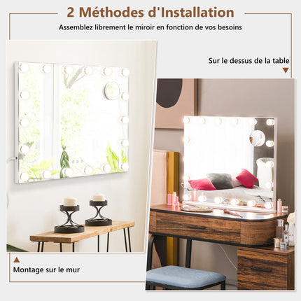 Lighted Vanity Makeup Mirror, 18 LED, Touch, 3 Modes, 3X