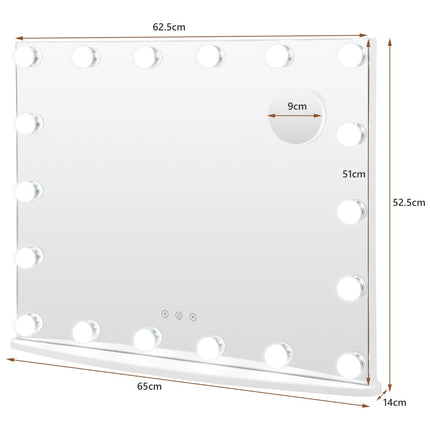 Lighted Vanity Makeup Mirror, 18 LED, Touch, 3 Modes, 3X