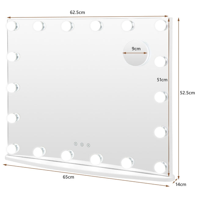 Lighted Vanity Makeup Mirror, 18 LED, Touch, 3 Modes, 3X