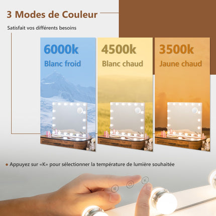 Lighted Vanity Makeup Mirror, 18 LED, Touch, 3 Modes, 3X