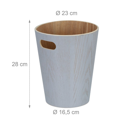 Light gray wooden wastebasket