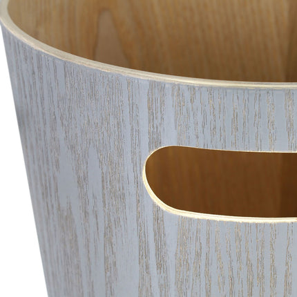 Light gray wooden wastebasket