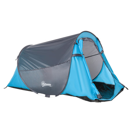 Light pop-up tent for 2 people - 3 seasons, blue/grey