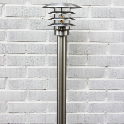 LightsOn Saturnus LED Garden Bollard 90 cm, Stainless Steel, 12V, Silver