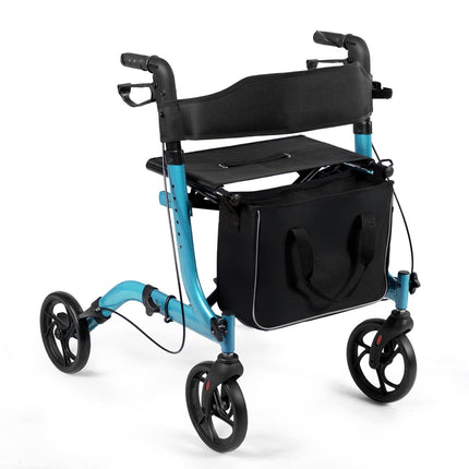 Lightweight Foldable Rollator, Adjustable Height, Blue