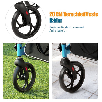 Lightweight Foldable Rollator, Adjustable Height, Blue