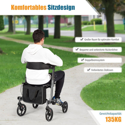 Lightweight Foldable Rollator with Adjustable Height