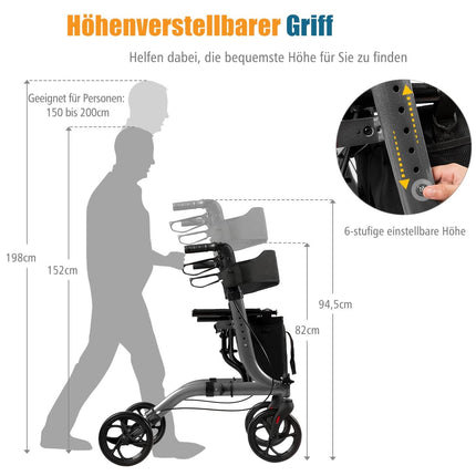 Lightweight Foldable Rollator with Adjustable Height