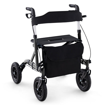 Lightweight Foldable Rollator with Seat, 136 kg Capacity