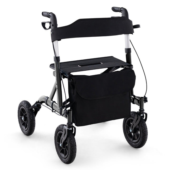 Lightweight Foldable Rollator with Seat, 136 kg Capacity