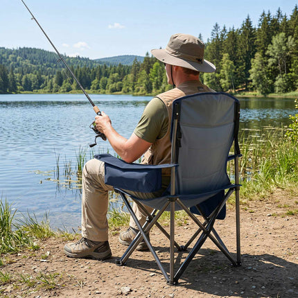 Lightweight Folding Camping Chair with Cooler Bag, Blue