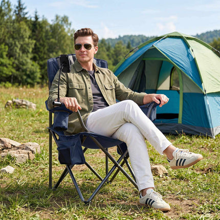 Lightweight Folding Camping Chair with Cooler Bag, Blue