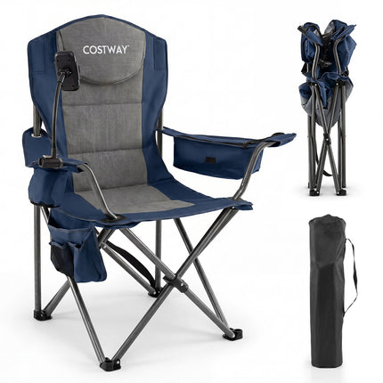 Lightweight Folding Camping Chair with Cooler Bag, Blue