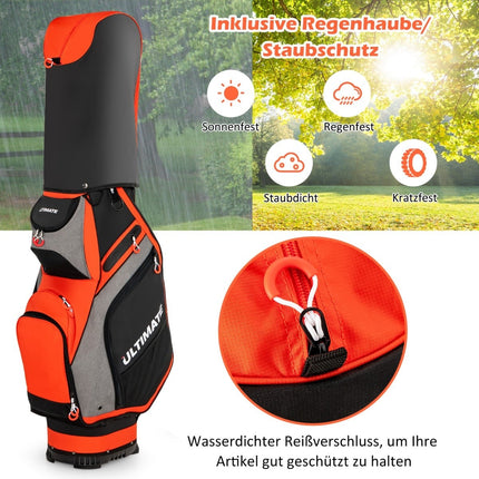 Lightweight Golf Bag with 14 Full-Length Dividers, Black/Red