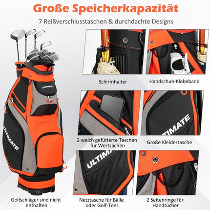Lightweight Golf Bag with 14 Full-Length Dividers, Black/Red