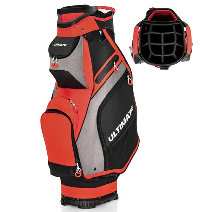 Lightweight Golf Bag with 14 Full-Length Dividers, Black/Red
