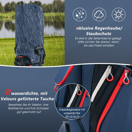 Lightweight Golf Bag with 14-Way Divider, Navy