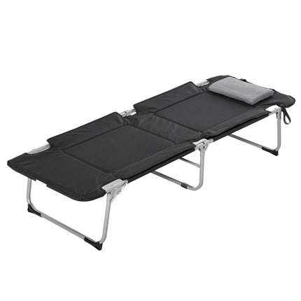 Lightweight portable camping bed with pillow, 183x66x33cm