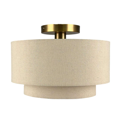 Linen Ceiling Lamp, Beige Bronze, 24x35 cm