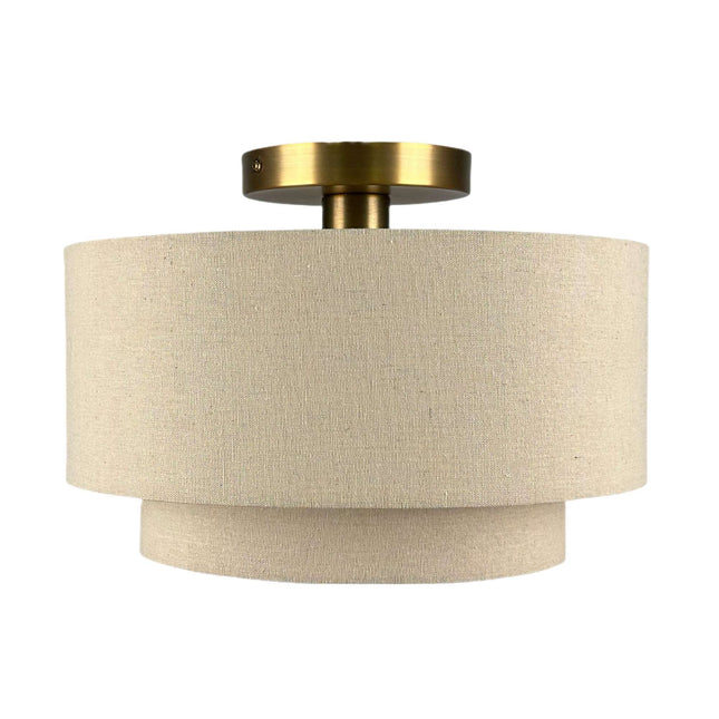 Linen Ceiling Lamp, Beige Bronze, 24x35 cm