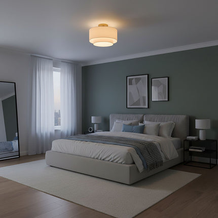 Linen Ceiling Lamp, Beige Bronze, 24x35 cm