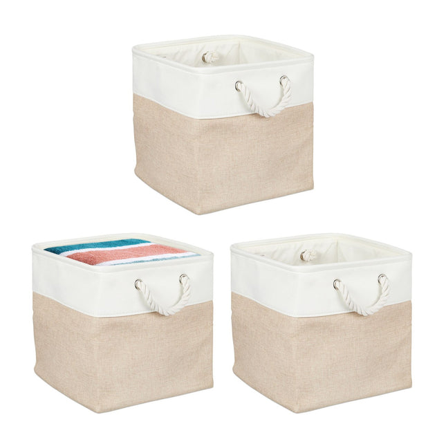 Linen Storage Baskets Set of 3 – Two-Tone Design
