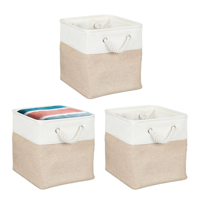 Linen Storage Baskets Set of 3 – Two-Tone Design
