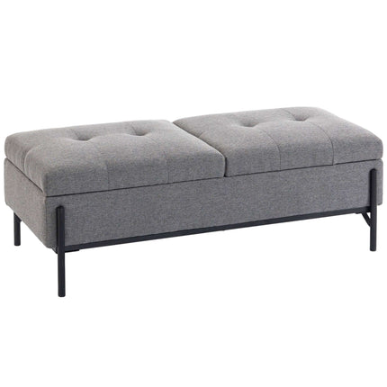 Linen Storage Bench with Dual Compartments, 117 x 50 x 44 cm