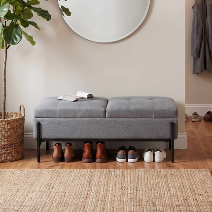 Linen Storage Bench with Dual Compartments, 117 x 50 x 44 cm