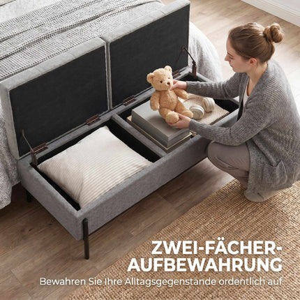 Linen Storage Bench with Dual Compartments, 117 x 50 x 44 cm