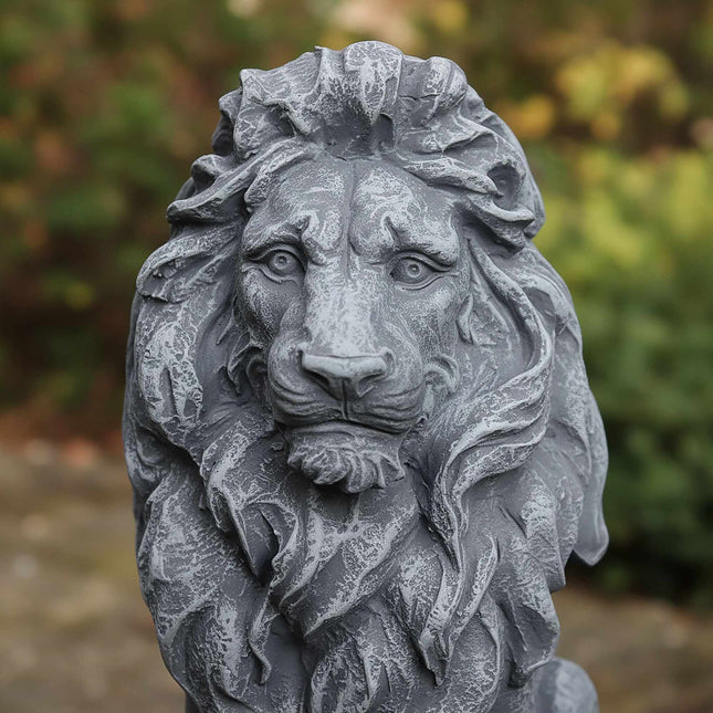 Lion Garden Statue, Weather-Resistant Polyresin