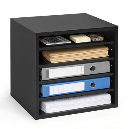 Literature Organizer, 5-Slot MDF File Sorter, Black