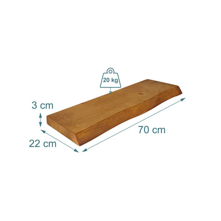 Live Edge Solid Wood Shelf – Rustic Floating Design
