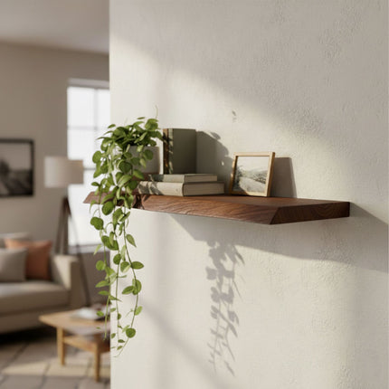 Live Edge Solid Wood Shelf – Rustic Floating Design