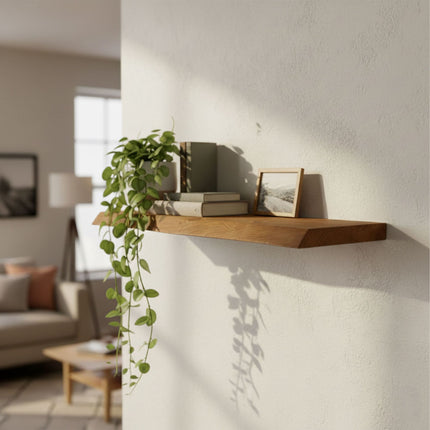 Live Edge Solid Wood Shelf – Rustic Floating Design